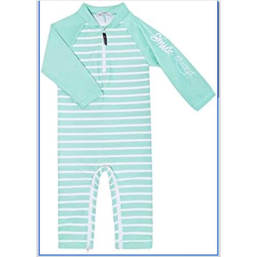 New Green Striped One Piece Swimsuit 2t